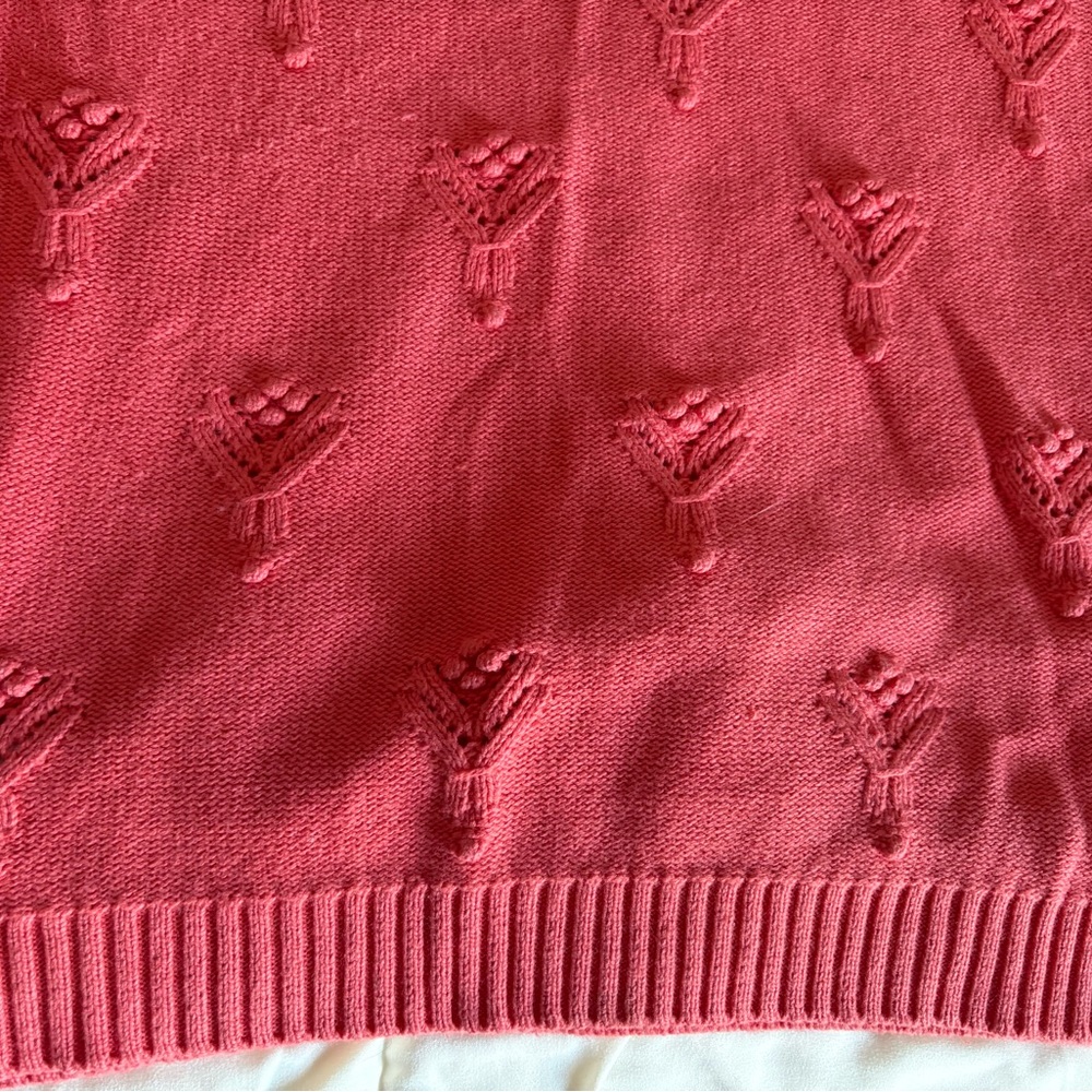 LOFT Women Large Petite Coral Textured Crew Neck Sweater - Picture 10 of 10